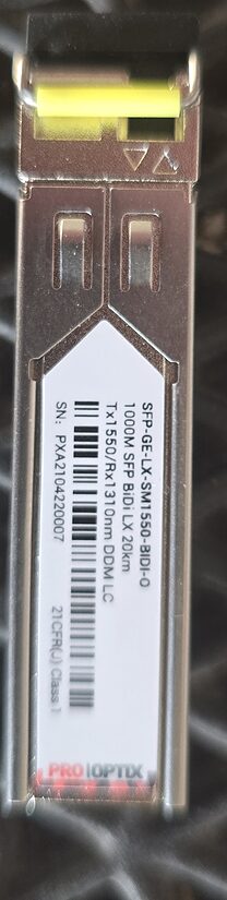 SFP modulis Pro Optix SFP-GE-LX-SM1550-BIDI-O
