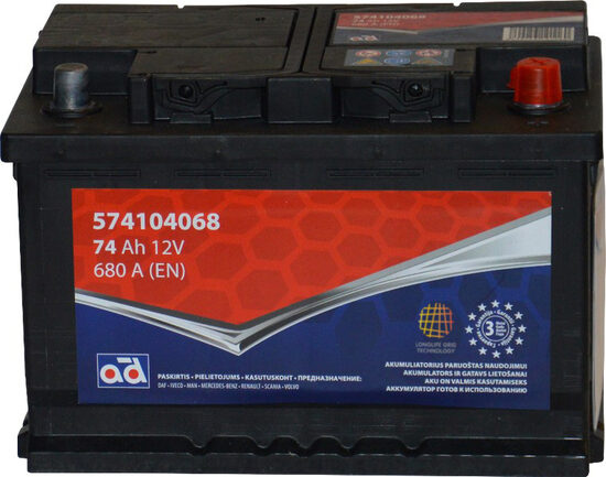 12V, 74Ah, AD Baltic akumulators