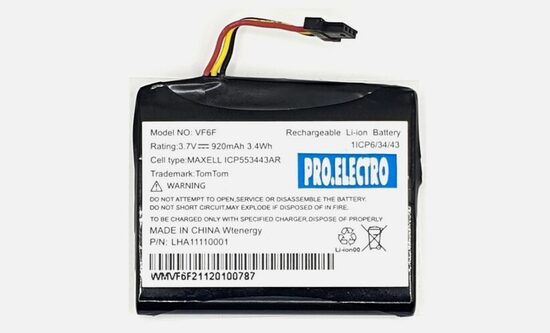 TomTom Classic navigācijas Oriģinālais akumulators  VF6F 1ICP6/34/43